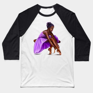 ballerina getting ready, lacing her ballet shoes - brown skin ballerina. Top 10 Best ballerina gifts. Top 10 gifts for black women Baseball T-Shirt